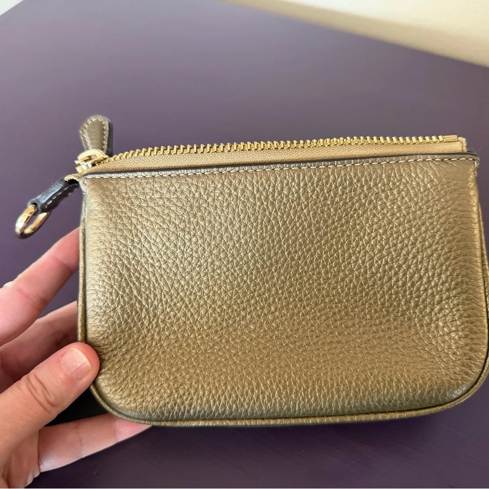 Coach Metallic Gold Leather Wristlet Pouch